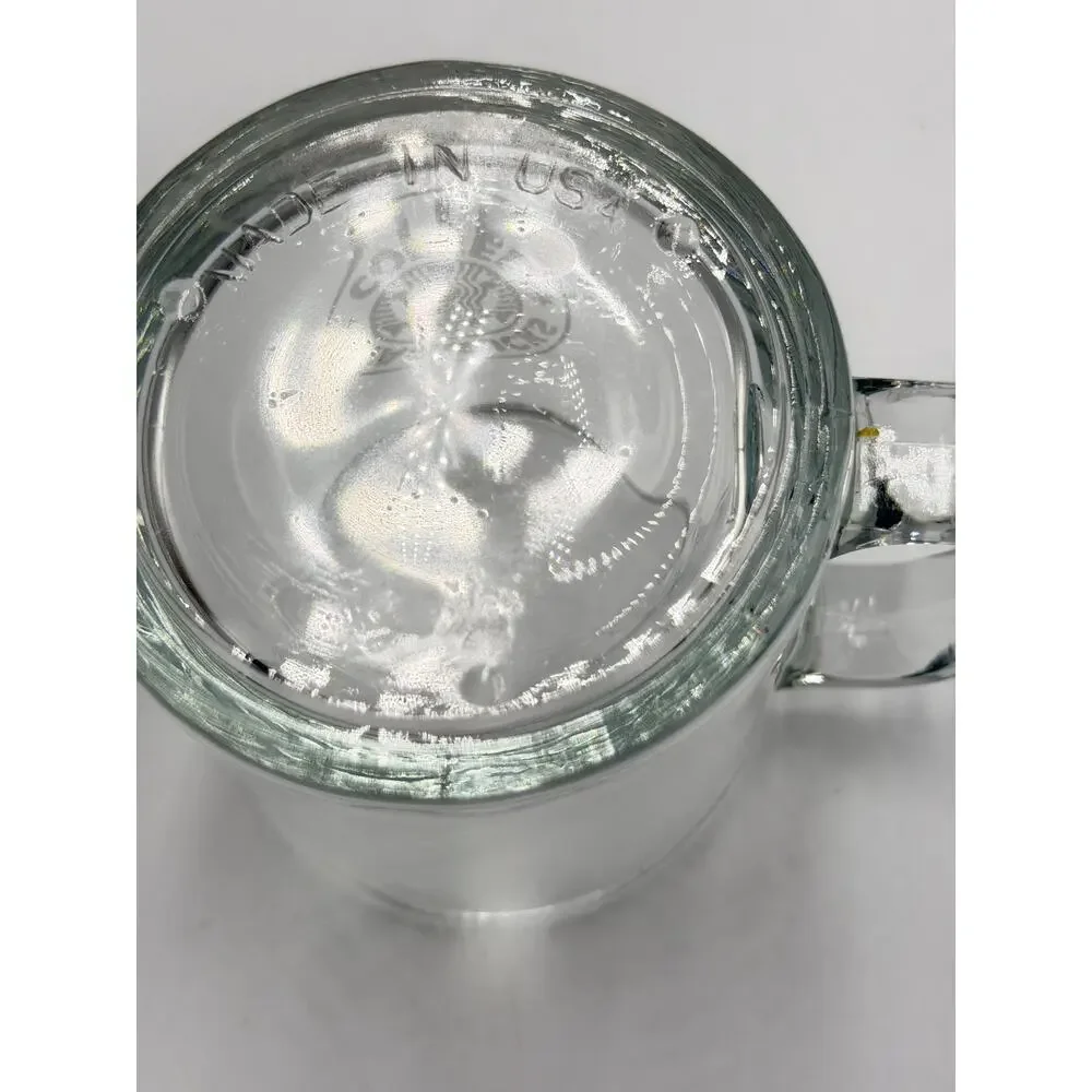 2005 Starbucks Clear Glass Etched Mermaid Light Grey Logo 12oz Coffee Mug Cup